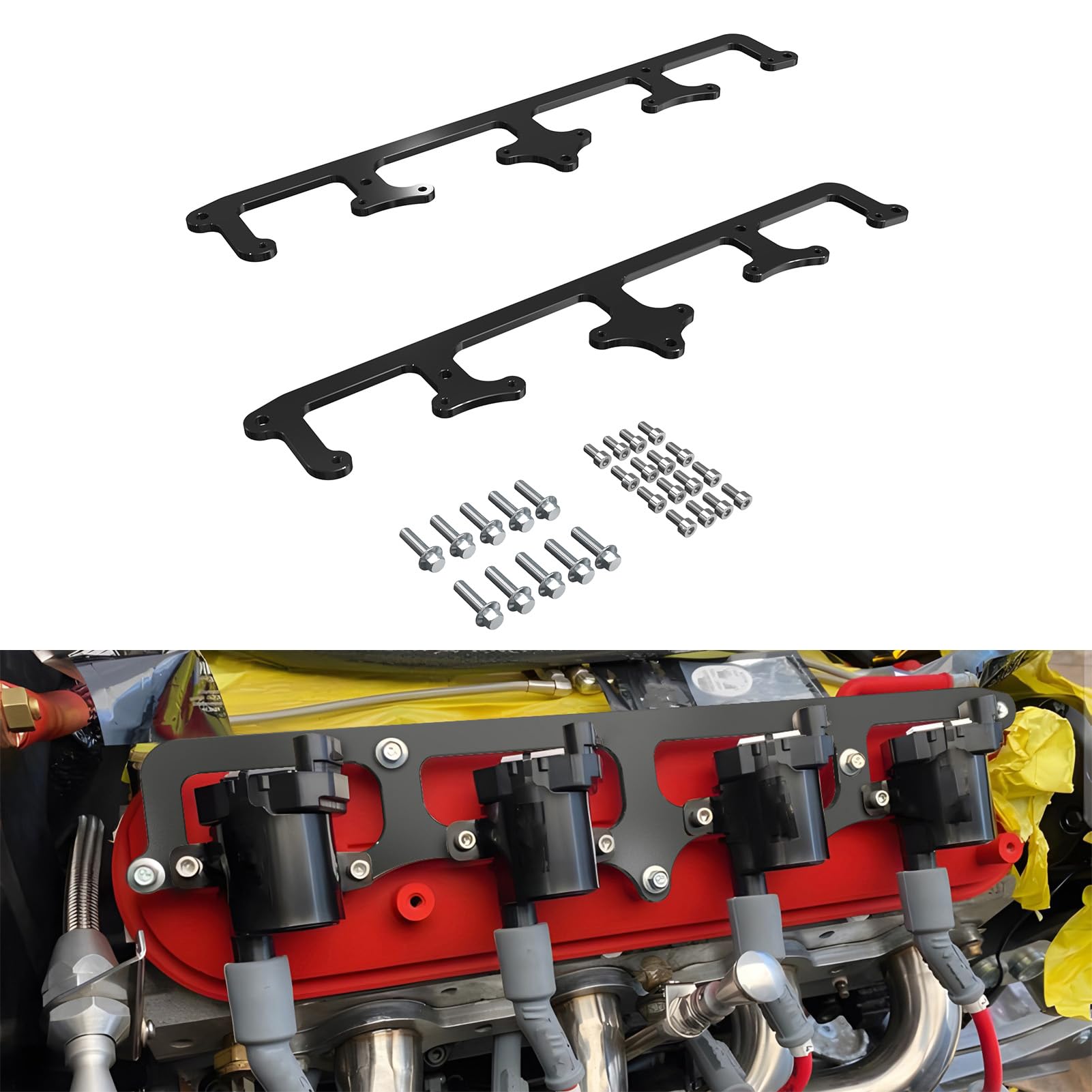 Bevinsee LS Ignition Coil Brackets D585 Mount Valve Cover 19005218 for LSX Swap Truck LS1 LS2 LS3 LS6 LM7 L33 LFA LSA LS9 LH6 LQ4 LQ9 L76 L92 L99 L96 LC9 LY6 Compatible with Chevrolet Silverado Sierra