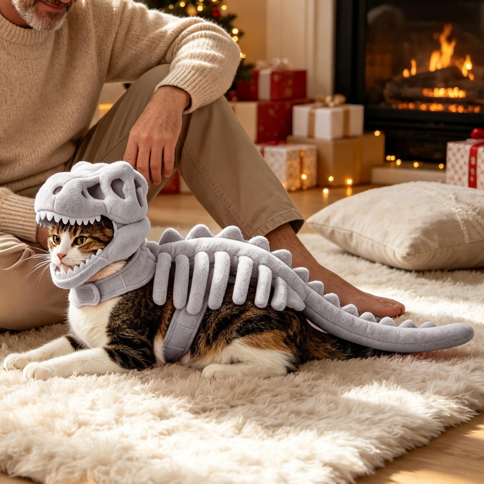 Kostium kota szkielet dinozaur miękki pluszowy szkielet strój 3D