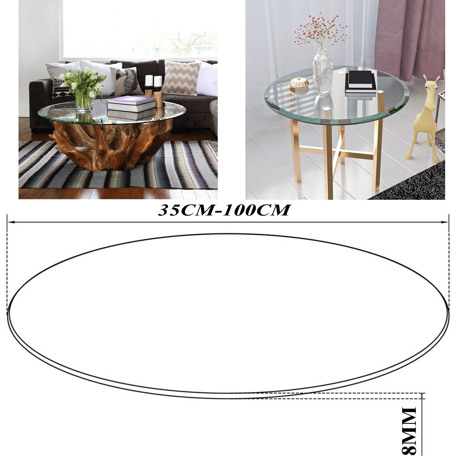 Round Table Top Round Glass Tepered Glass, Tepered Glass Clear