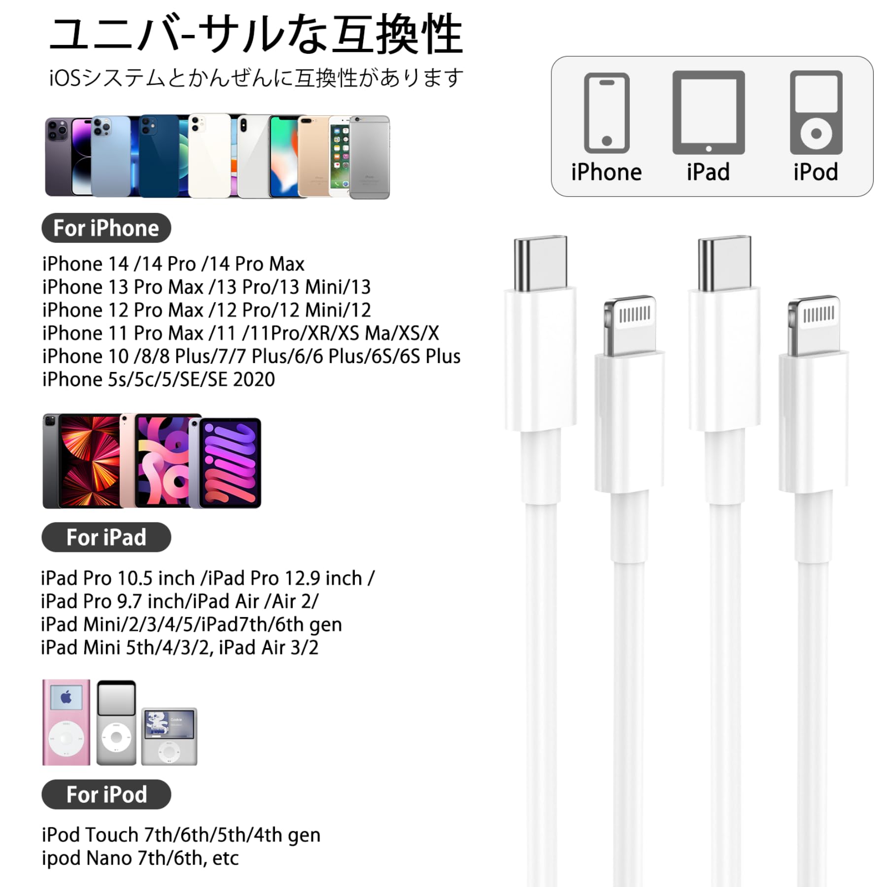 Amazon.co.jp: USB-C ライトニングケーブル 【2M 2本】純正 iPhone 