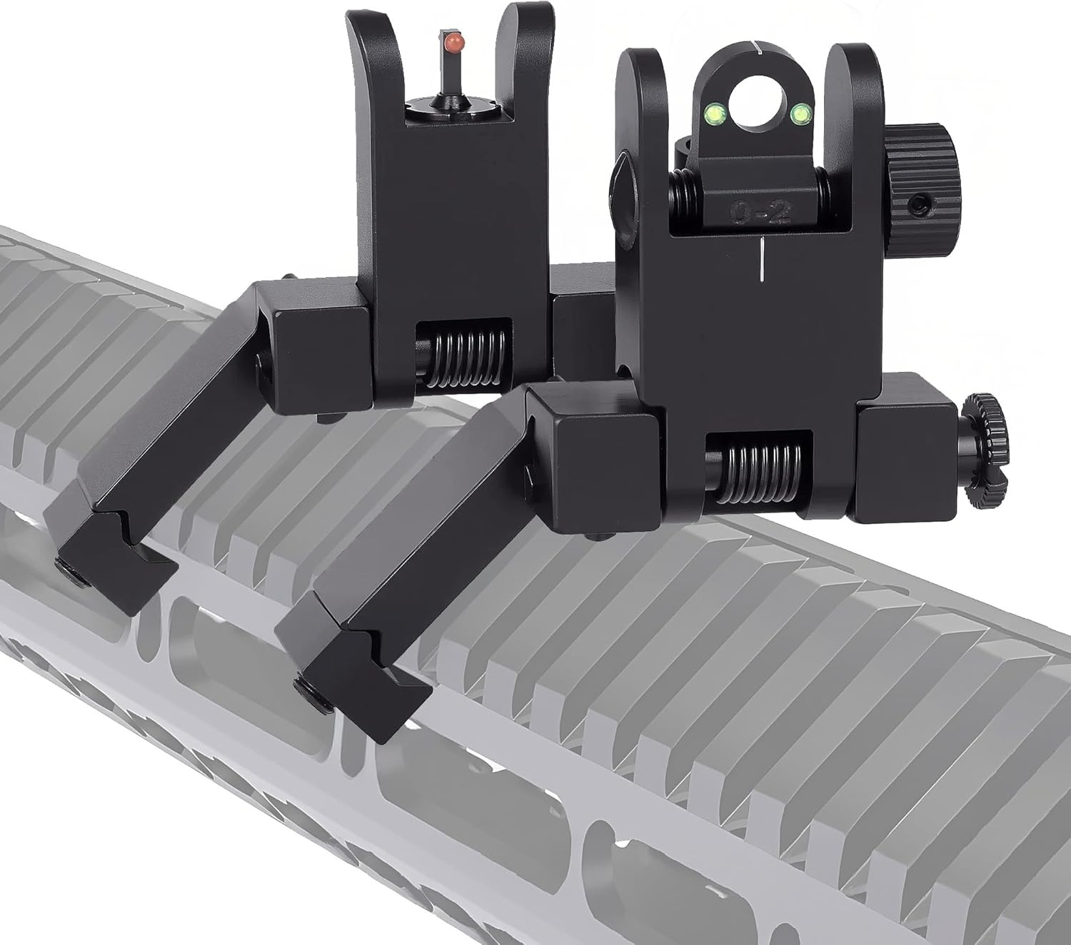 45 Degree Offset Iron Sights with Fiber Optics Red Green Dots,Flip Up Front Rear Sights,BUIS Backup Sight Set,Tool-Free Adjustable Front Sight Rapid Transition,Fits Picatinny and Weaver Rails