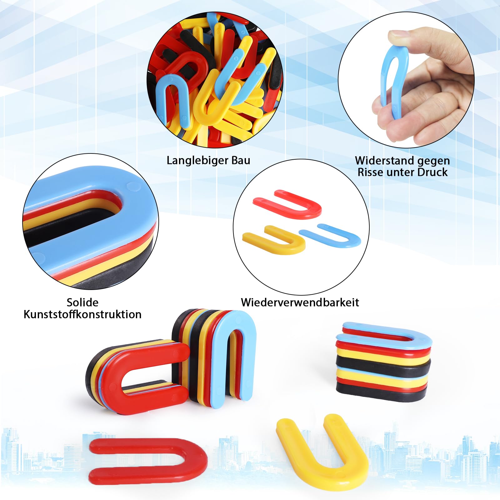 Sistema de nivelación de azulejos en forma de U, arandela de herradura, espaciador de azulejos de plástico, sistema de nivelación para baldosas y baldosas (multicolor, 1,5 mm+5 mm+3 mm+6 x 150)