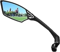 MEACHOW ME-006LS Scratch-Resistant Glass Lens Bike Handlebar Mirror - Rotatable, Foldable, Anti-Glare Silver Left Side (22.2mm)