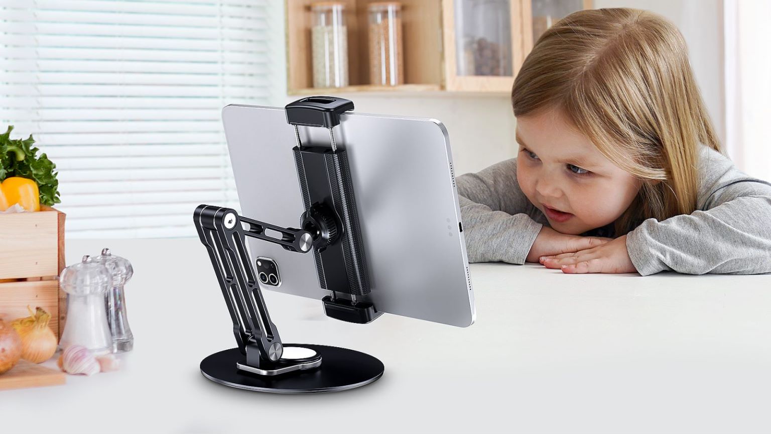 Jesiah Supporto Pieghevole Per Tablet E Monitor Portatile - Regolabile In Angolazione, Universale Per IPad Pro/Air/Mini, Kindle, Smartphone E Dispositivi 4.7-13 Pollici - Leggero 200g - 2