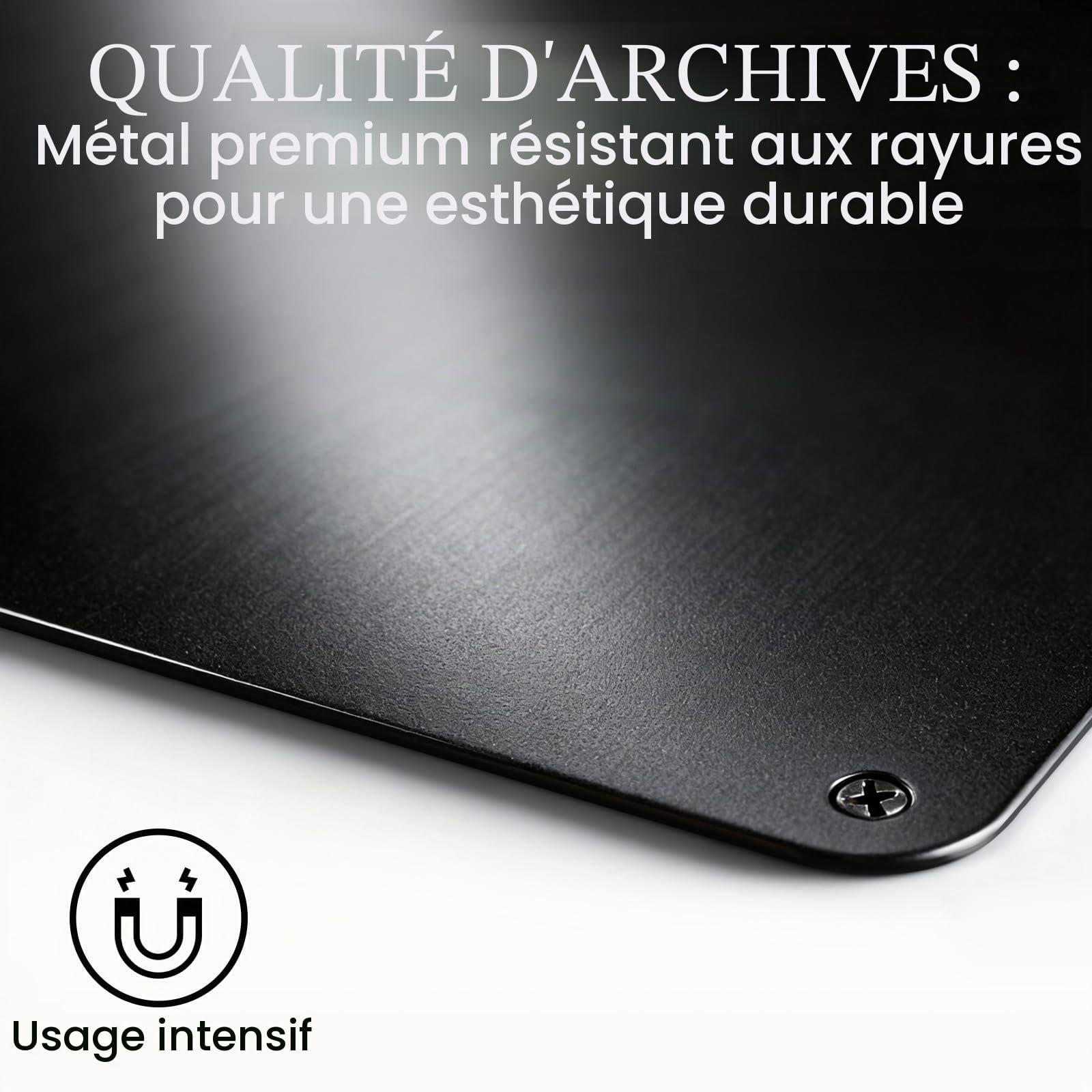 Tableau Magnétique Mural Noir: 40x60cm Grand Pêle-Mêle Photo Métal & Ardoise Cuisine | Panneau Aimanté Mat Compatible Marqueurs Craie pour Collectionneurs Souvenirs & Bureau