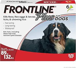 FRONTLINE Plus for Dogs Flea & Tick Treatment (Extra Large Dog, 89-132 lbs.) 6 Doses