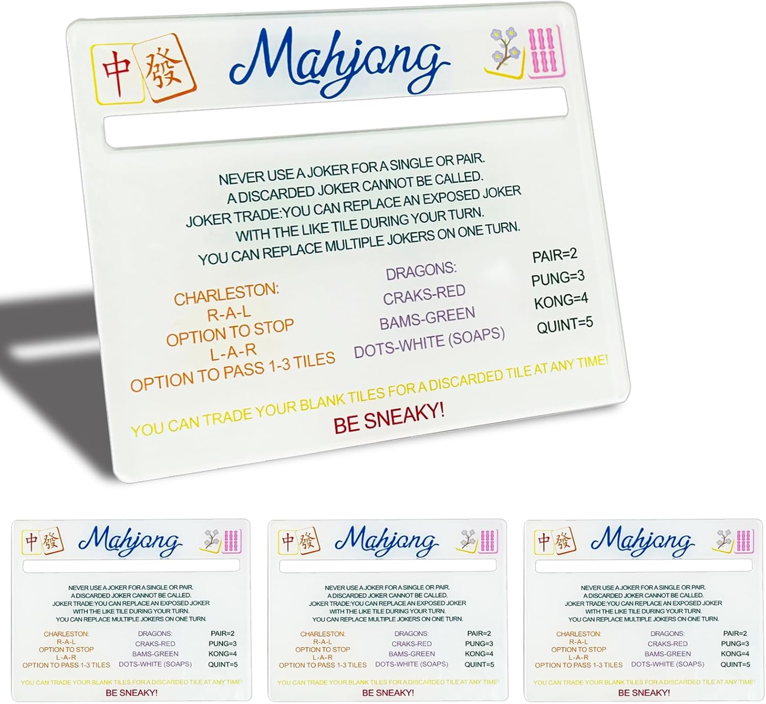 Line Reader for Mahjong Game with Rules, 4 Packs Line Finder Tool