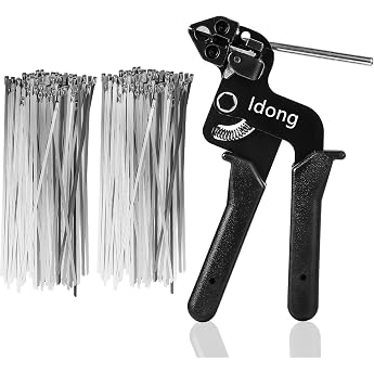 200 Pieces Stainless Steel Cable Ties and Metal Fixing Gun Zipper Tool with Zipper Metal Tie Gun