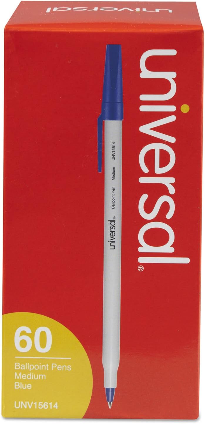 Universal Ballpoint Pen Value Pack, Stick, Medium 1 Mm, Blue Ink, Gray Barrel, 60/pack