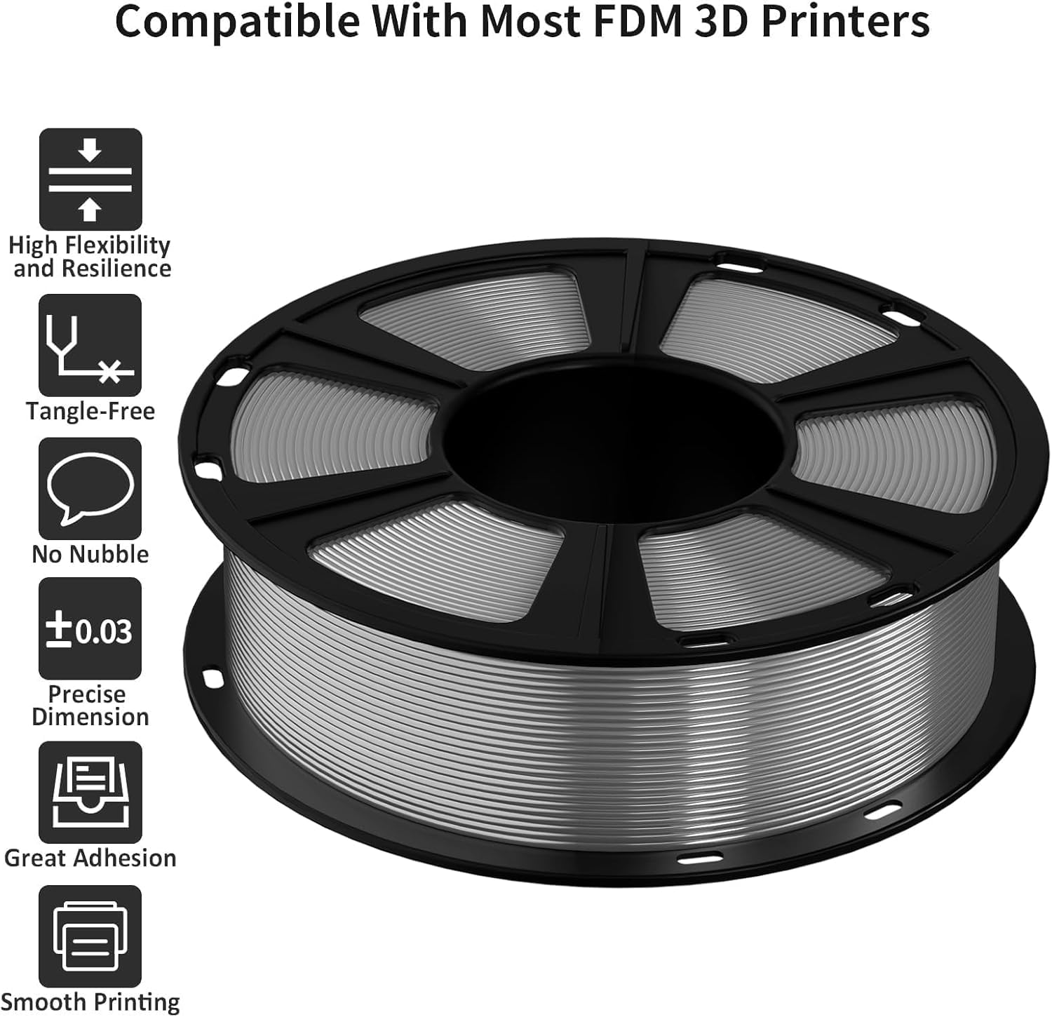 GIANTARM PETG Filament 1KG - Silver for 3D Printing -4