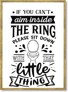 Framed Funny Toilet Rules Canvas Print Art Quirky Poster Wall Art Painting Pictures Wall Decor Home Decor Bathroom Apartment Decoration (Gold Framed,12L x16W)