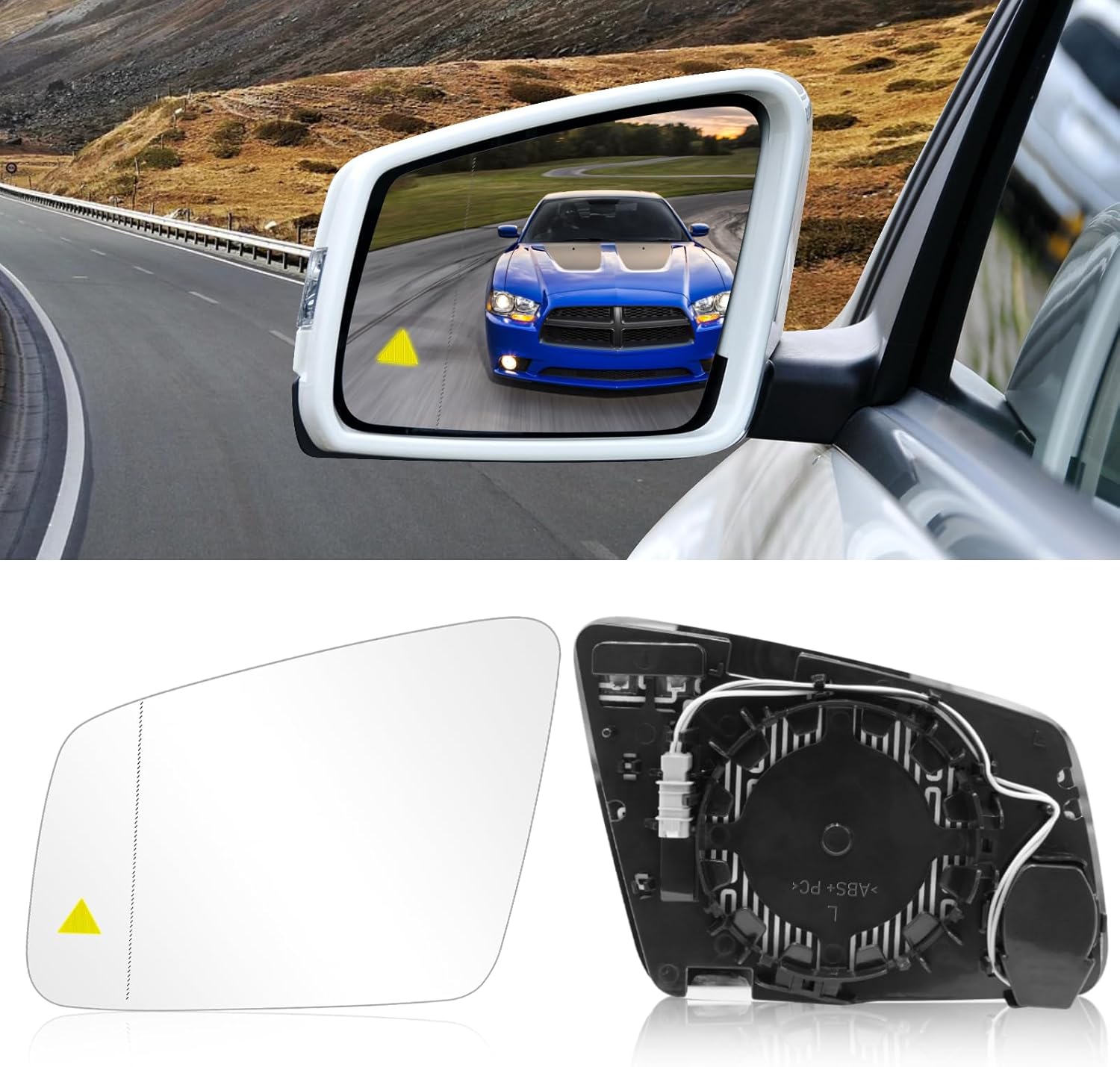 TTCR-II for Mercedes Benz C Class Side Mirror Glass 2012-2014, for Mercedes A B Class Rearview Mirror Glass Left Side, for E W212 Mirror and S W221 with Blind Spot