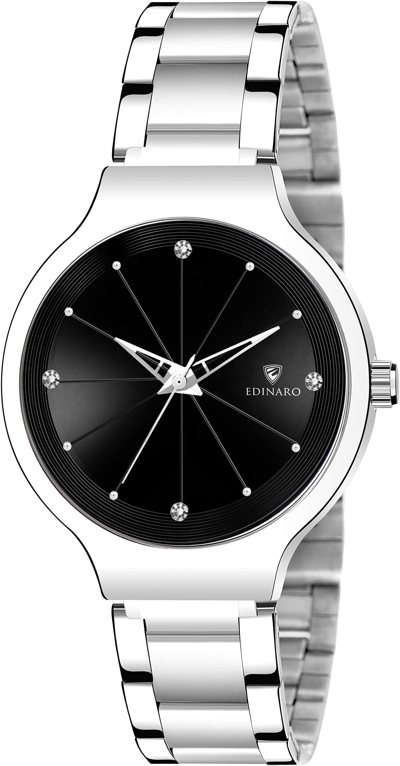 Gorgeous Analogue Round Studded Dial Watches for Women and Ladies Watch with Stainless Steel Adjustable Bracelet Strap with Double Lock Clasp Watches for Girls