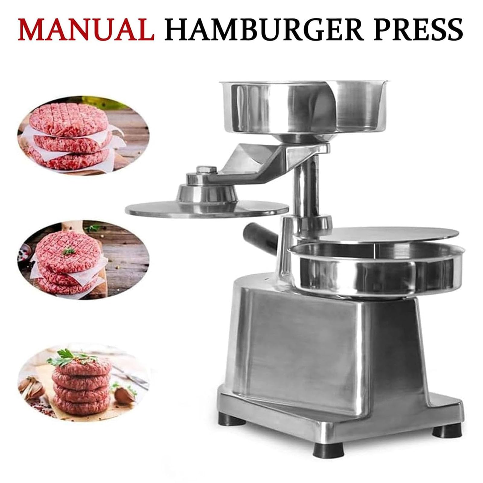 Kommerzieller Burger-Patty-Maker, robuste Edelstahl-Burgerpresse mit 500 Patty-Papieren für Rind, Schwein, Huhn – Größen 10,2 cm, 12,7 cm, 15,2 cm