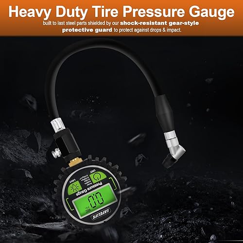 Miniatura 6 de Medidor digital de presión de neumáticos, precisión profesional, calibre de neumáticos de alta resistencia de 250 PSI, fácil de leer, medidor de