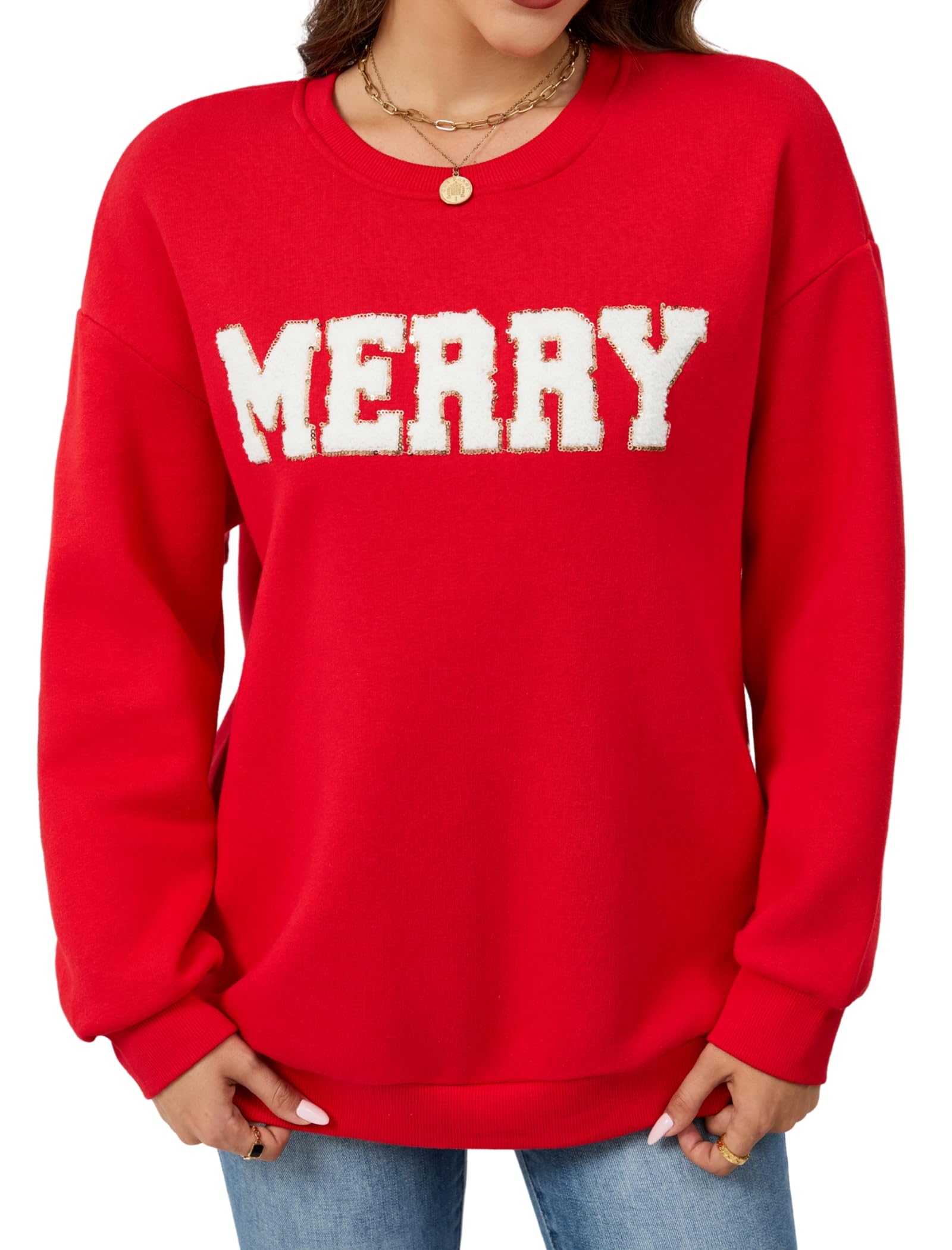 Christmas Sweatshirts For Women Retro Santa Hoodies Crewneck Pullover Sweater Holidays Fashion Outfits 2025-image-25
