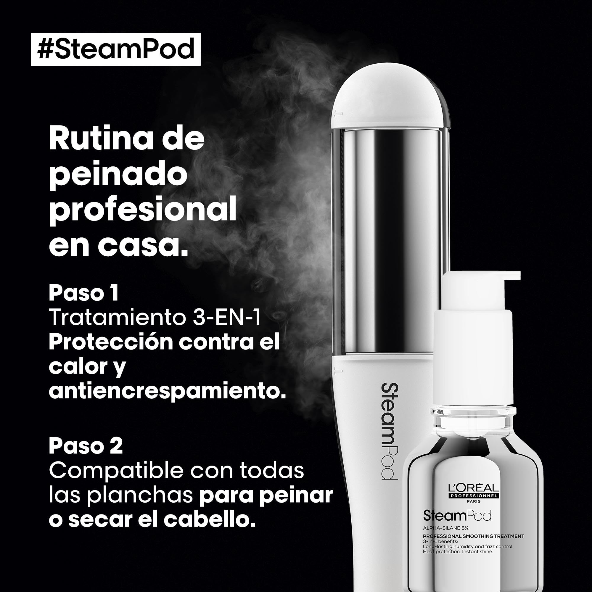 L'Oréal Professionnel Set con SteamPod 4 Plancha Profesional con tecnología de vapor y Sérum SteamPod 3-EN-1, 50 ml