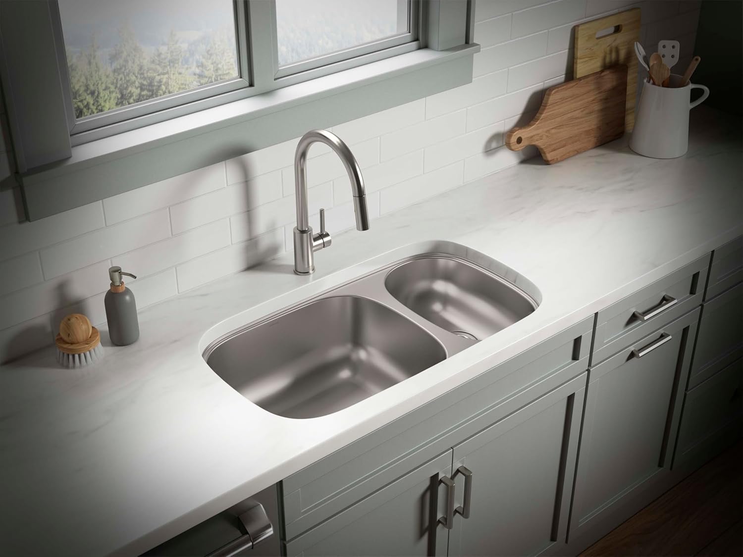 Sterling 36599-NA Valton™ 32-3/16" undermount double-bowl kitchen sink, Stainless Steel