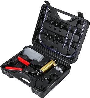 ZJERYL GULL 2 in 1 Handheld Vacuum Pump Brake Bleeder Kit for Motorcycle 16 pcs Brake System Bleeding Tools with Gauge Adapters Automotive Brake Fluid Bleeding Set for Bike Car Truck（Black）