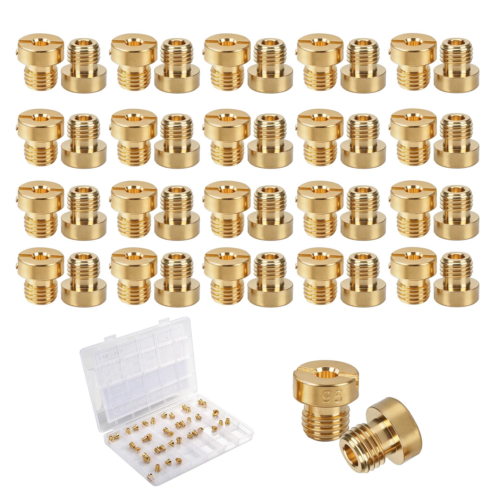 40 pièces de buses de carburateur M6, kit de jet principal #55-150 avec vis M6 en laiton, ensemble complet de jets principaux de carburateur avec boîte de rangement pour moto, scooter, petit moteur