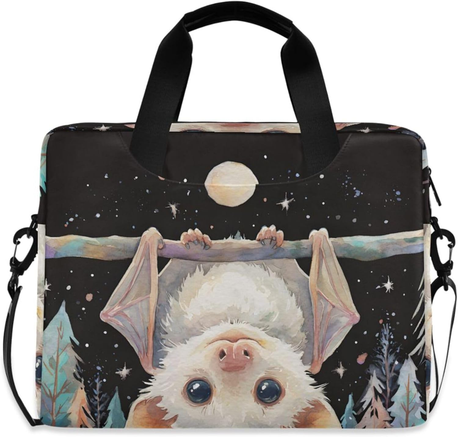 ALAZA Cute Bat Halloween Laptop Case Bag Sleeve Portable Crossbody Messenger Briefcase w/Strap Handle, 13 14 15.6 inch