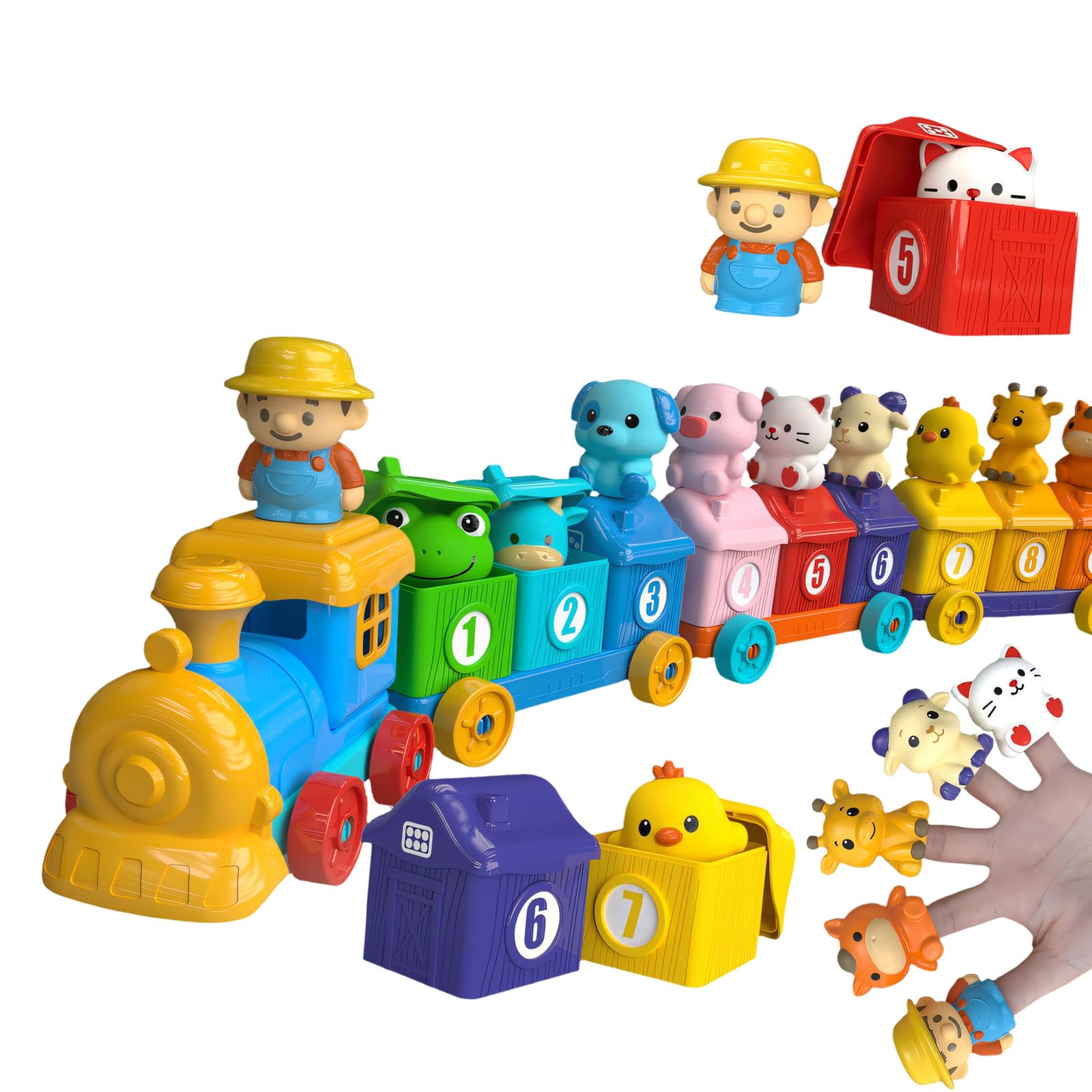 Ljmyy Farm Animal Number Train Building Block Set Learning Toy With Finger Puppet Design For Early Education And Creative Play