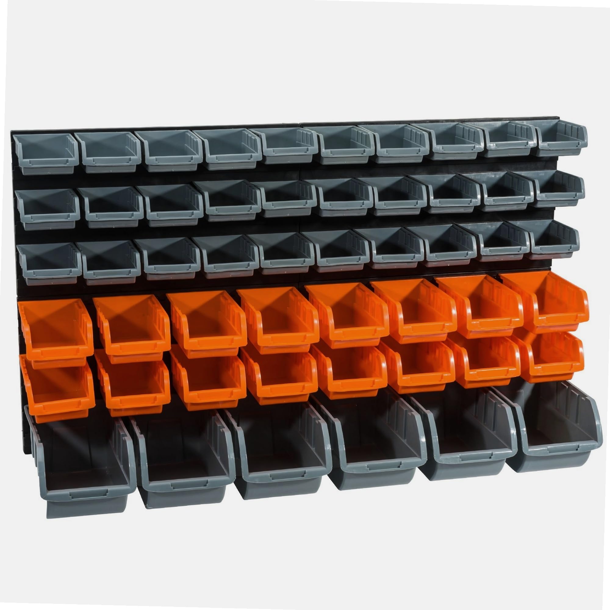 WERKA PRO Panneaux Muraux avec Bacs à Bec - Rangement Atelier Polypropylène - 52 Bacs Variés pour Quincaillerie et Outils - Dimensions Totales 96 x 54 cm - Organisation Optimale