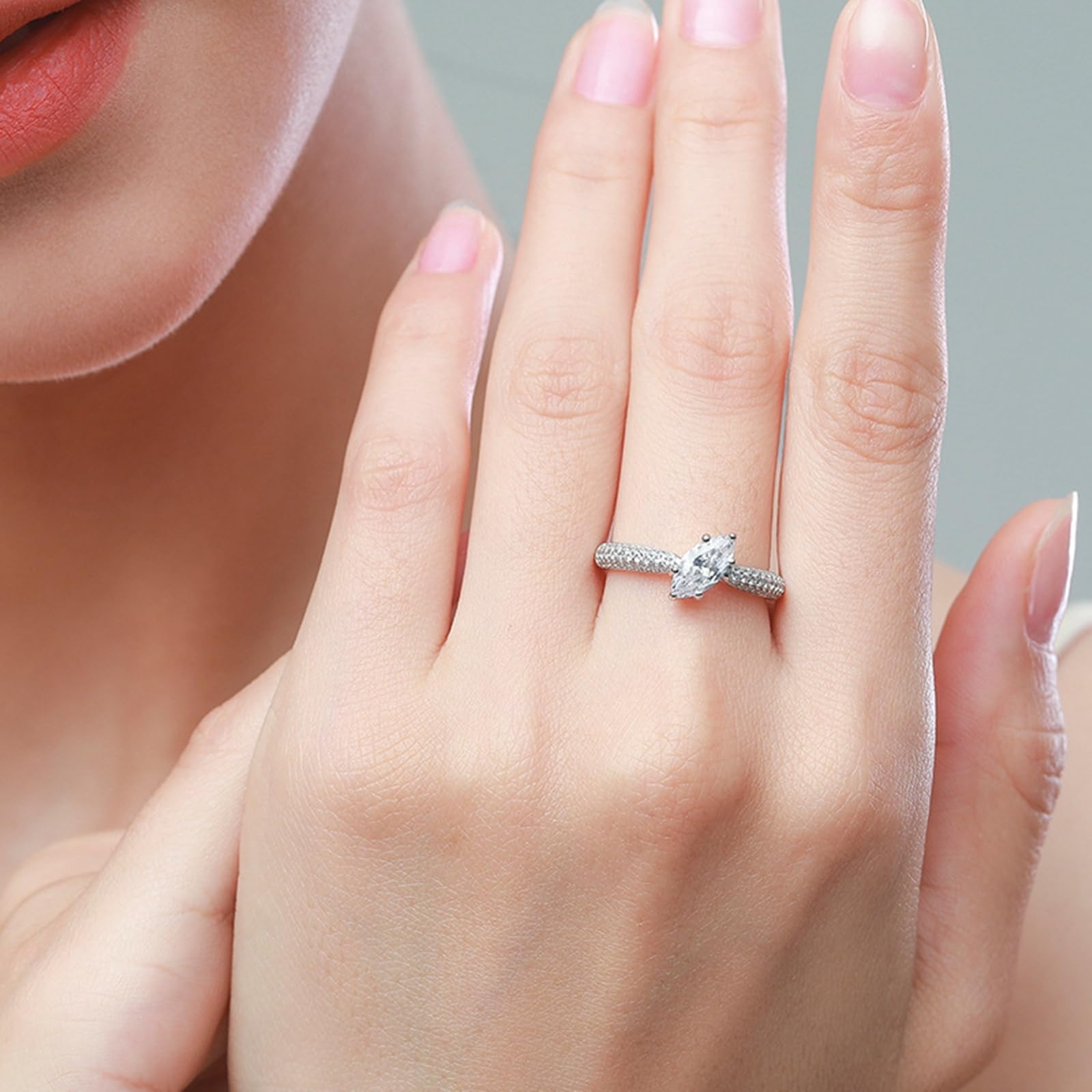 Anillos para mujer de oro con moissanite, elegante oro blanco, anillos de compromiso, anillos de compromiso de oro real