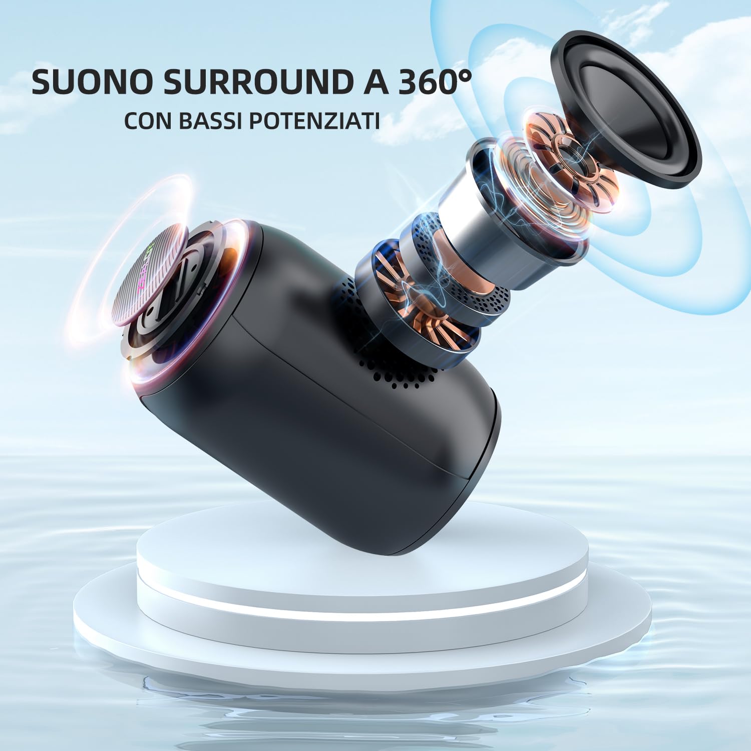 ZEALOT Cassa Bluetooth, Altoparlante Portatile, Outdoor, Bluetooth 5.0, Impermeabile, Stereo Rumoroso, Bassi Incredibili, 1500 Minuti Tempo di gioco con AUX/TF/USB per viaggi a casa (15W Nero)