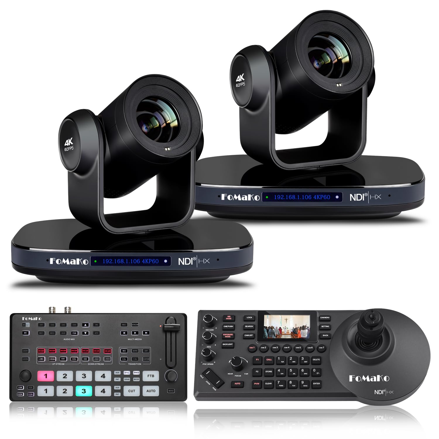 Amazon.com: FoMaKo 60FPS 4K NDI PTZ Camera, 20X Optical Zoom