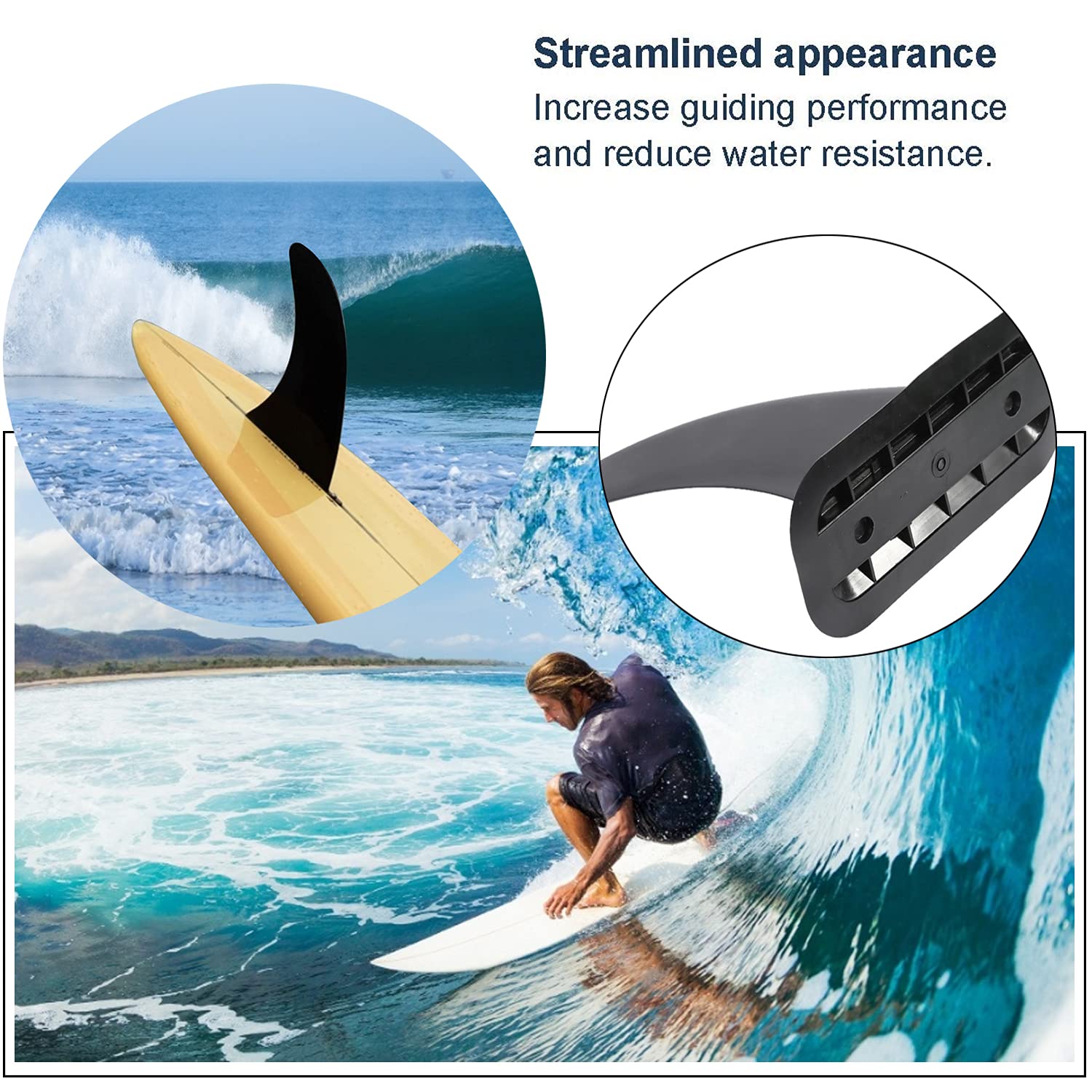 Surfboard Center Fin, PVC Stand-Up Inflatable Paddle Water Surfboard Fins Single Center Replacement Paddle Board Fins - Image 3