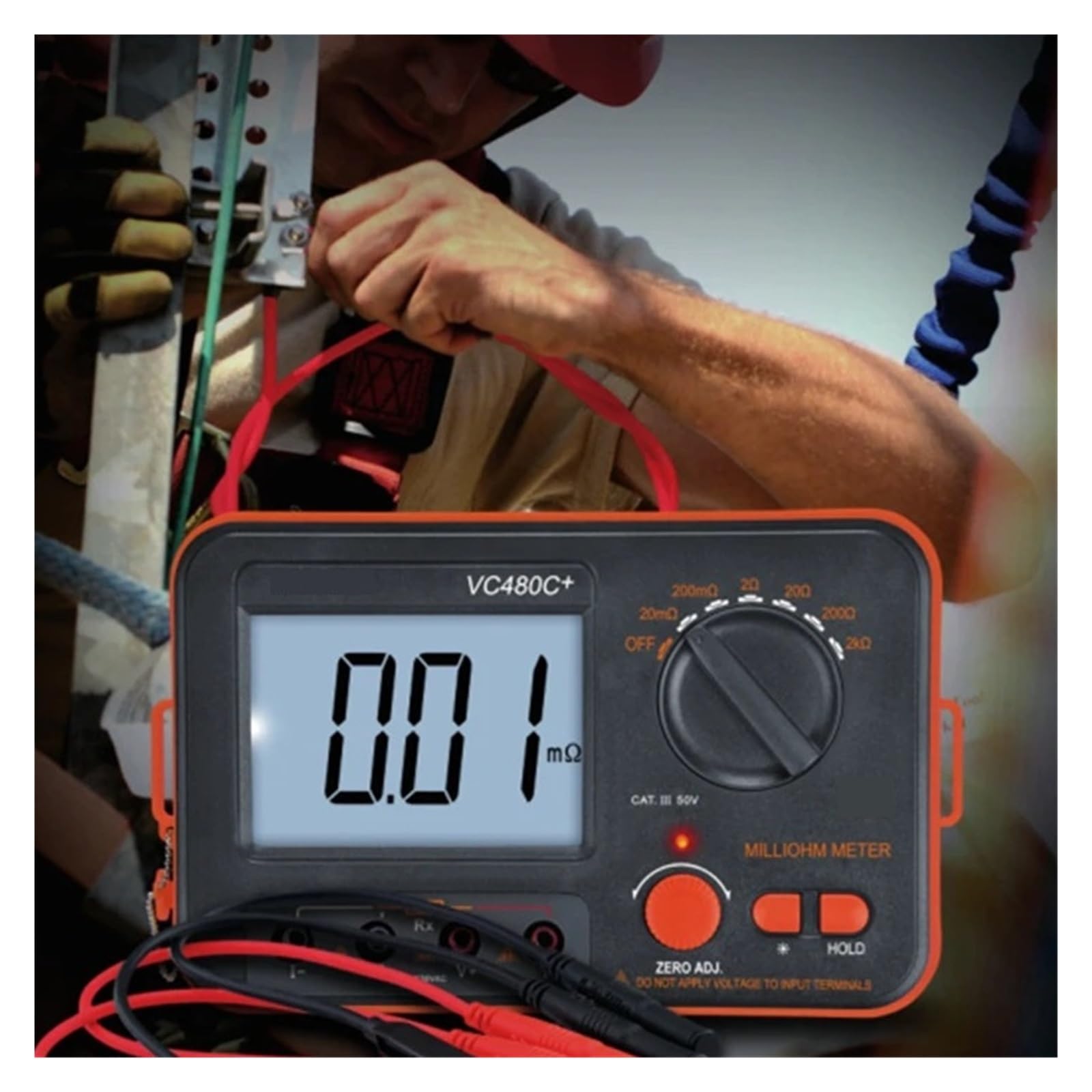 Medidor Digital De Miliohmios VC480C+ LCD Retroiluminado Prueba De 4 Cables Multímetro De Baja Resistencia Medidor De Precisión De 6 Rangos