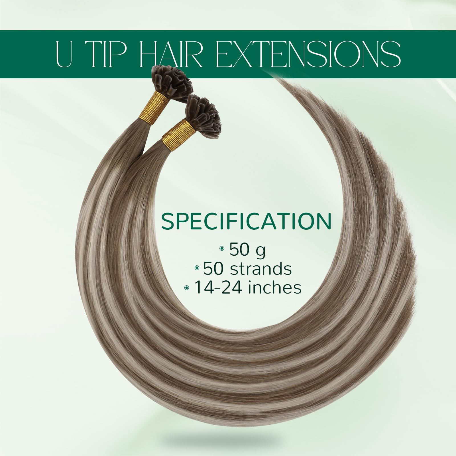 Easyouth U Tip Hair Extensions Human Hair Brown Balayage 16Inch Utip Hair Extension Chestnut Brown Ombre Platinum Blonde Keratin Tip Hair Extension K Tips Extension Heat-Styling Capability 1G/S 50G - Image 3