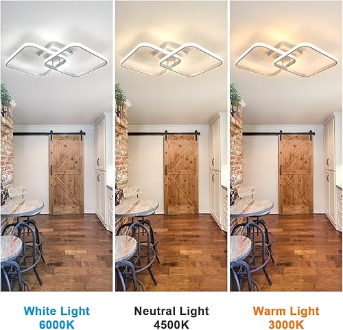 Miniatura 6 de Goeco Lámpara de techo LED moderna, 3 colores de luz intercambiables (3000 K4500 K6000 K), lámpara de techo cuadrada empotrada, luz de techo