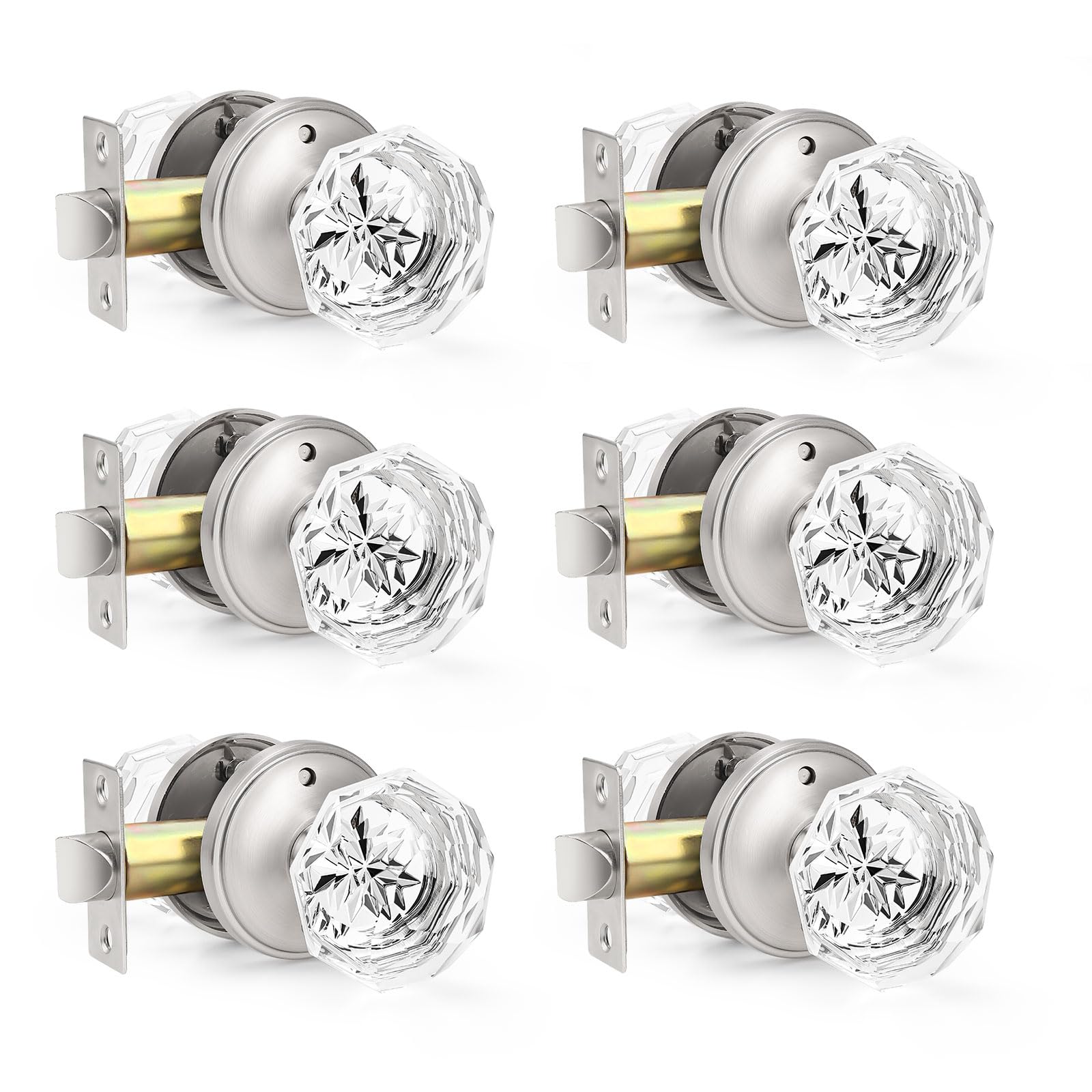 Amazon | Orger プライバシードアノブ 透明ガラスドアハンドル サテン