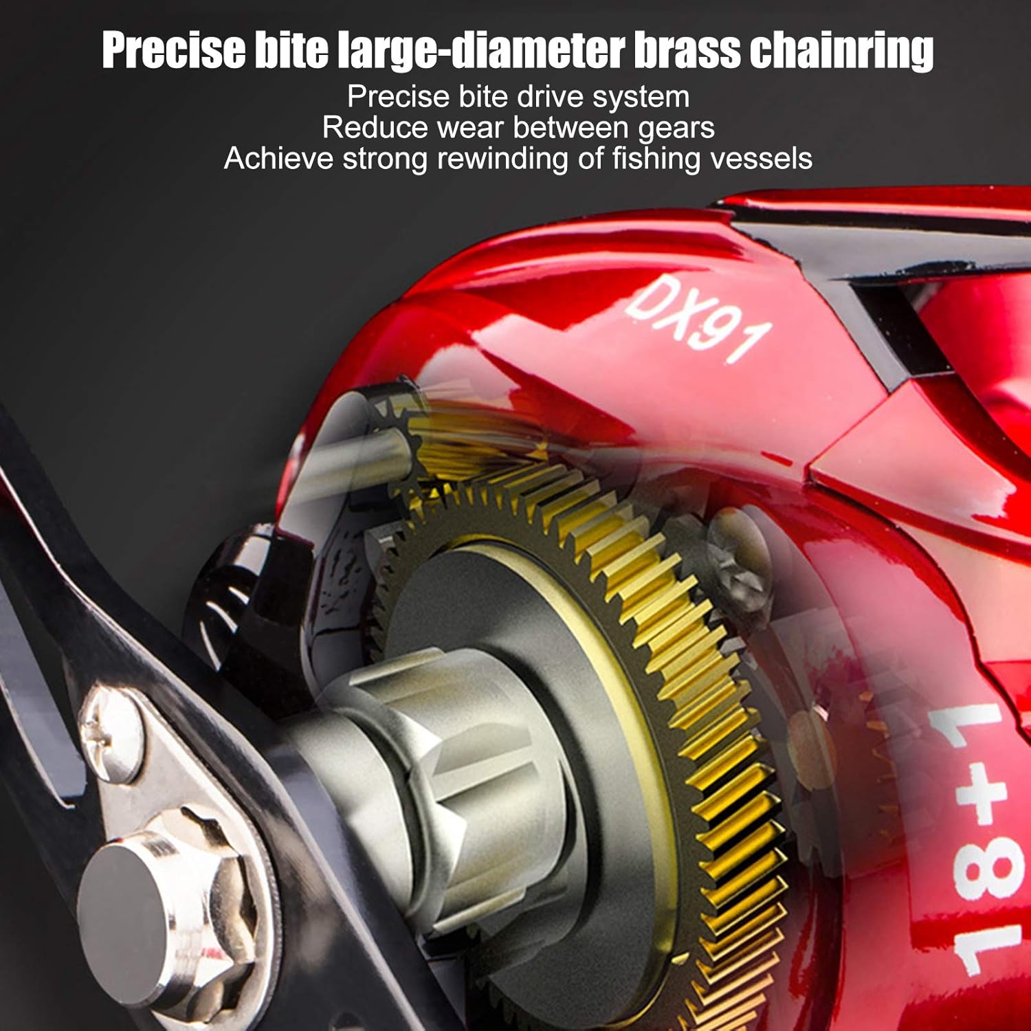 Baitcasting Reel, 18+1 Bearing 6 Gear Centrifugal Magnetic Dual Brake 7.2:1 Gear Ratio Casting Baitcasting Fishing Reel (Left Hand)