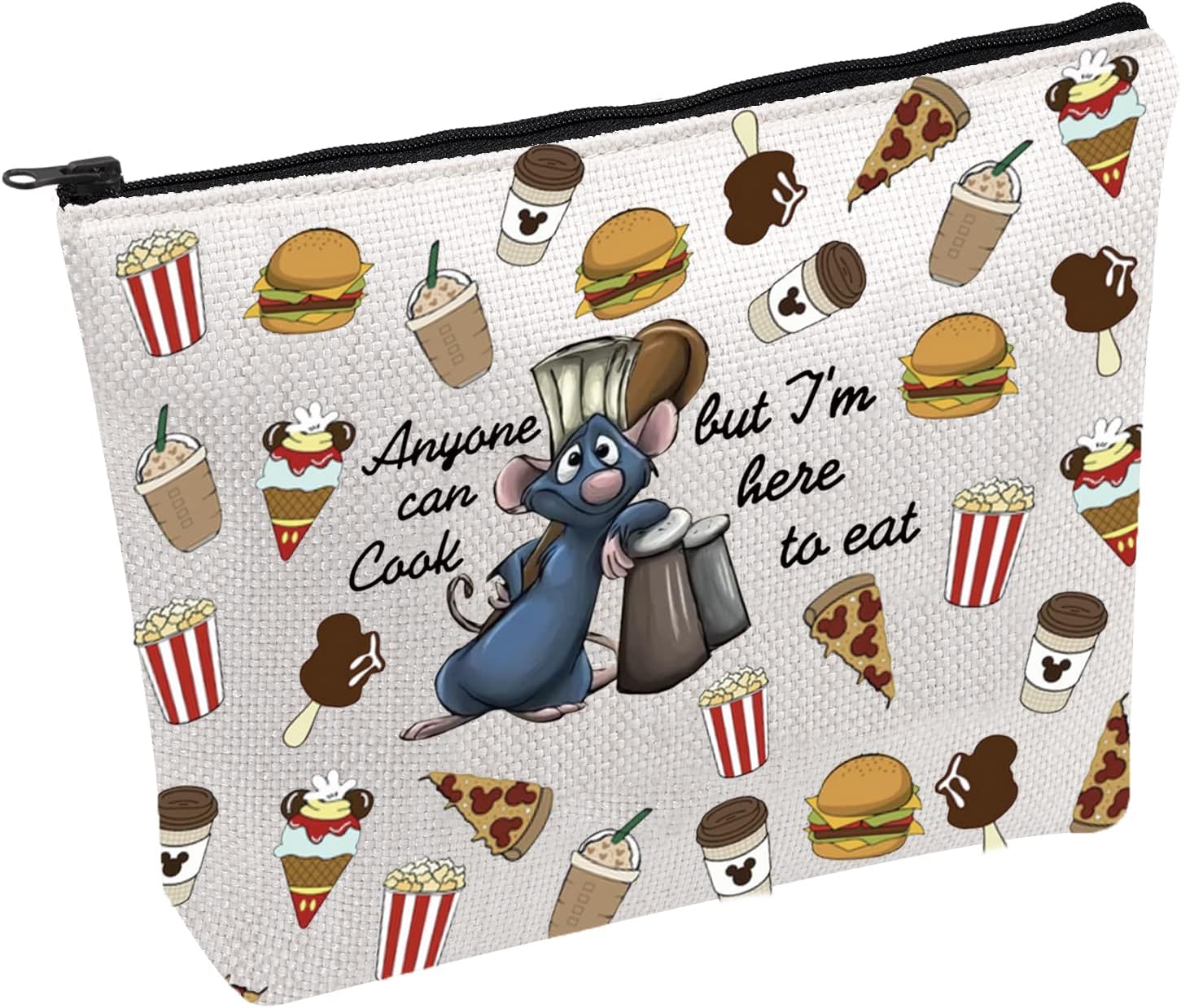 FOTAP Remy Quote Gift Anyone Can Cook Quote Makeup Bag Remy Inspired Zipper Pouch Mouse Chef Cosmetic Bag (anyone can cook)