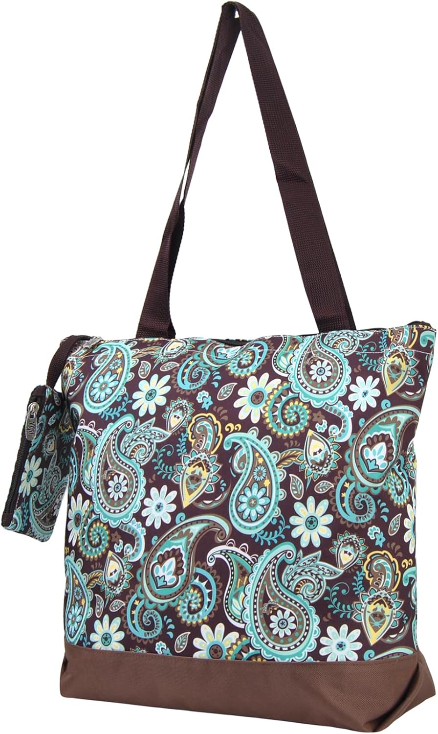 NGIL Medium Top Zipper Closure Canvas Tote Bag with Attached Matching Coin Purse For Moms and Nurses