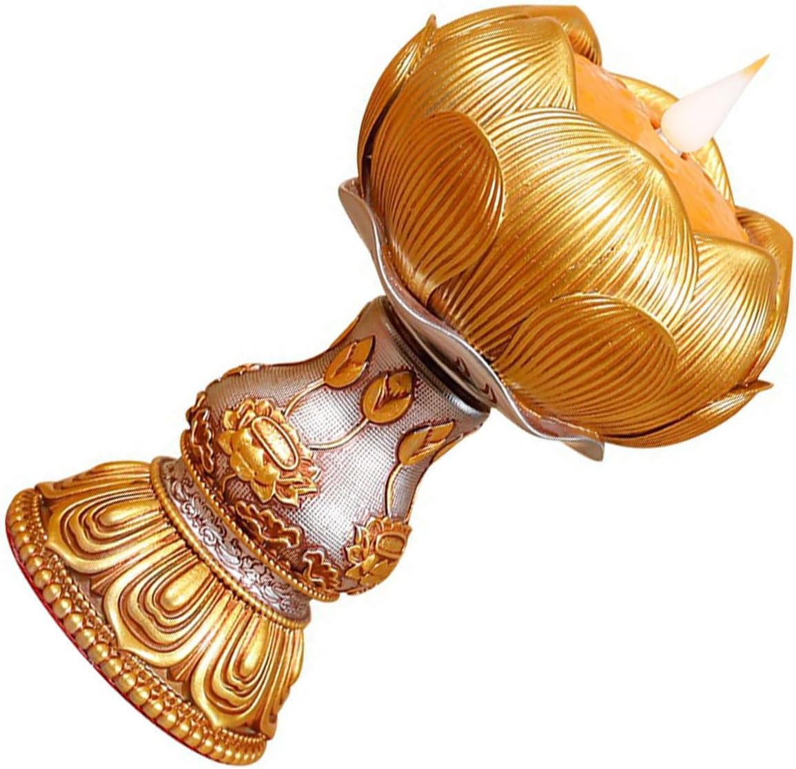 LED Resin Lamp Simulated Flame for Buddhist Table Centerpiece Tibetan Home Temple Electronic Butter Lamp Rechargeable