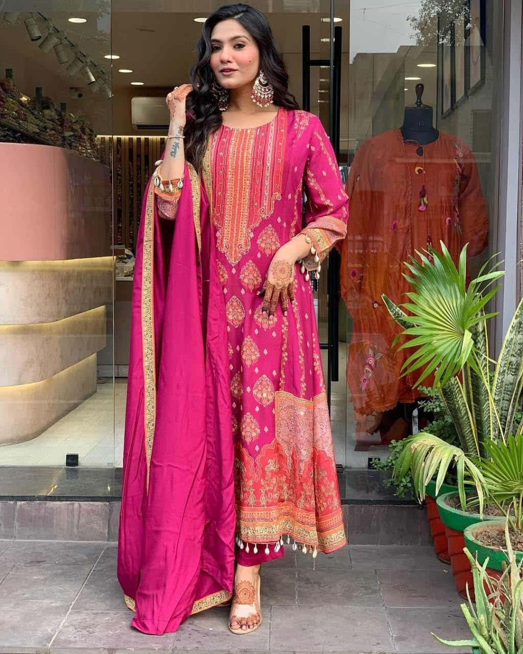 Women's Coding Embroidery Kurta Set with Dupatta, Pink, Zari Embroidered Neckline, Festive Ethnic Wear