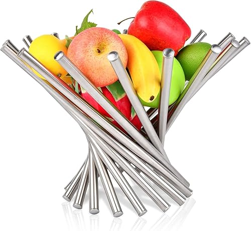 Frutero para encimera de cocina, cesta grande de frutas Morden para centro de mesa, cuencos de frutas decorativos de acero inoxidable, soporte de