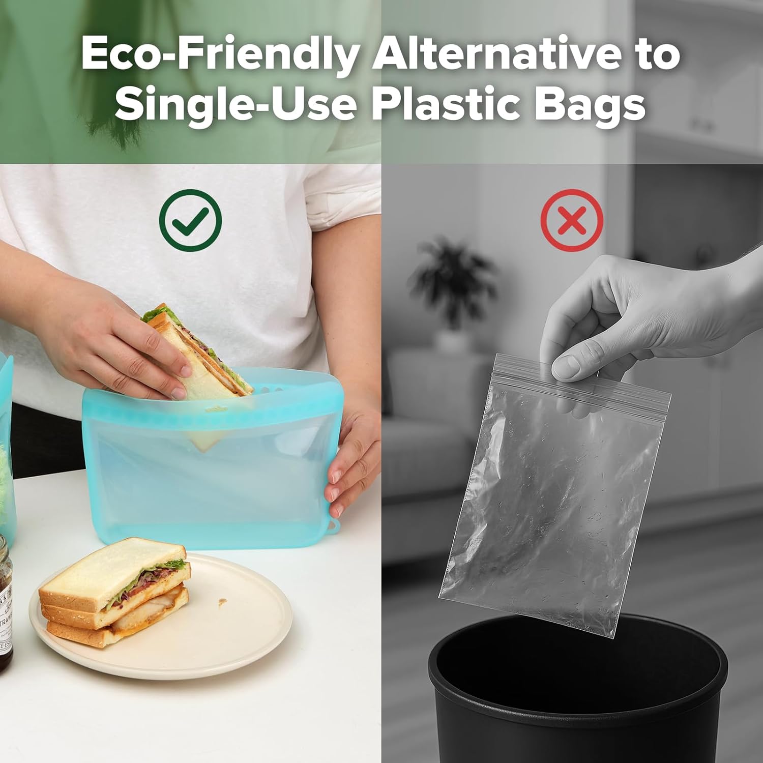 Haakaa Dot Seal Reusable Silicone Food Storage Bags,3 Pack-Silicone Leakproof Freezer & Sandwich Snack Bags,BPA Free Baby Food Containers, Microwave & Dishwasher Safe,Turquoise (500ml, 1000ml, 1500ml)