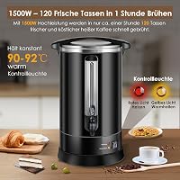Homtone 18L Rozsdamentes Kávéfőző 120 Csészéhez, 1500W Professzionális Szűrős Kávégép 8