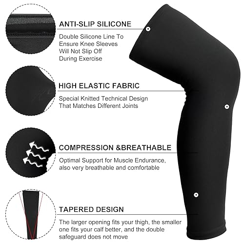 Miniatura 10 de 8 rodilleras para debajo de la rodillera para rótula cerrada, manga de compresión transpirable para piernas para hombres y mujeres, soporte de