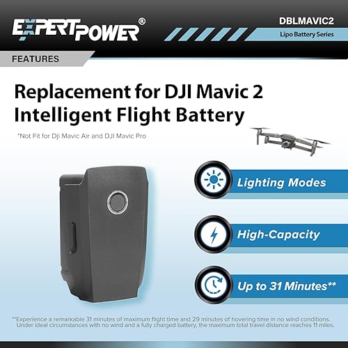 ExpertPower Paquete de 2 baterías de vuelo inteligente para DJI Mavic 2 ProZoomEnterprise Advanced 3850mAh, 31 minutos máx. Tiempo de la batería