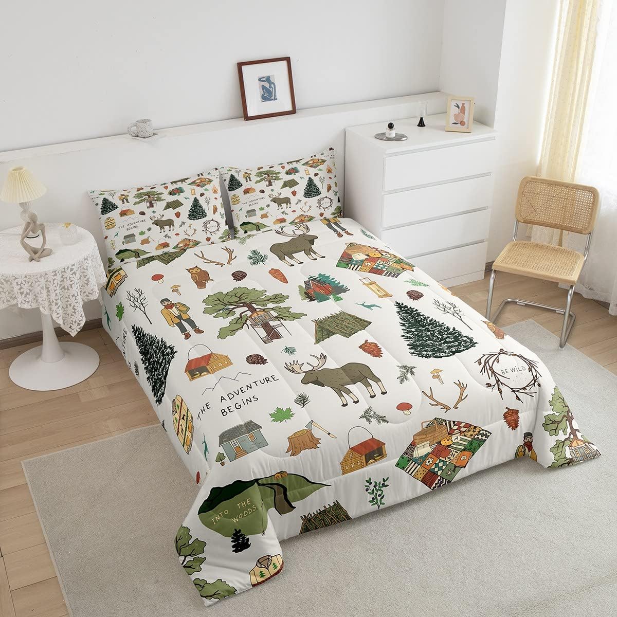 Homewish Cartoon Camper Bedding Set Queen Size Jungle Adventure Travel