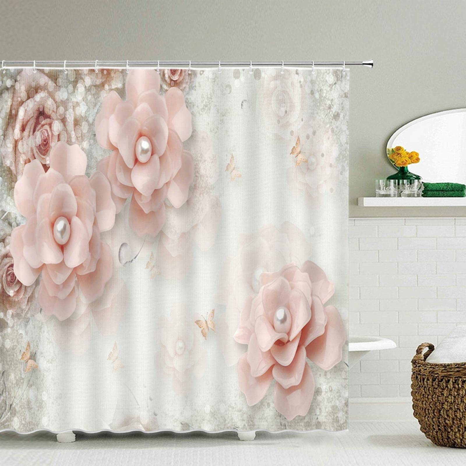 Rideau de bain imperméable anti-moisissure en polyester blooming flowers 120x190cm