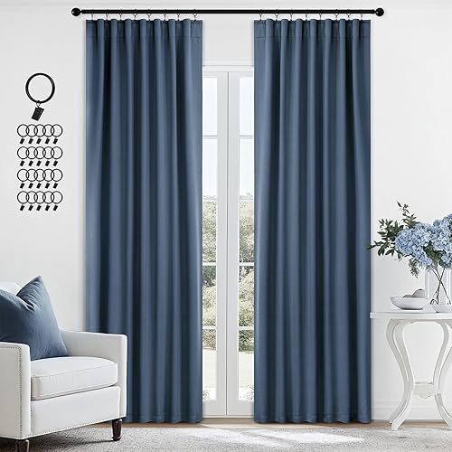 Miniatura 49 de ANRODUO - Cortinas opacas del 99% para dormitorio y sala de estar, con aislamiento térmico, trabillas traseras, bolsillo para cortinero, plisadas