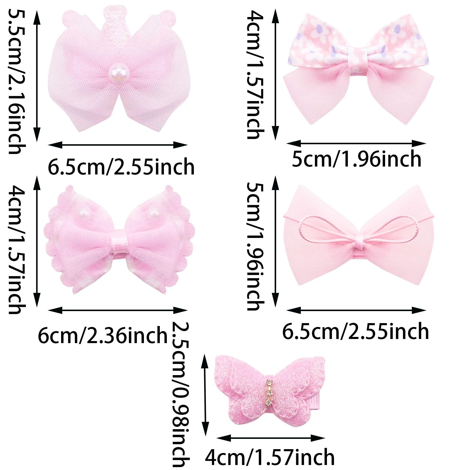 10PCS Pink Bow Hair Clips, Butterfly Crown Shaped Snap Barrettes Small Hair ties Cute Hairpins Girls Hair Accessories - Image 2