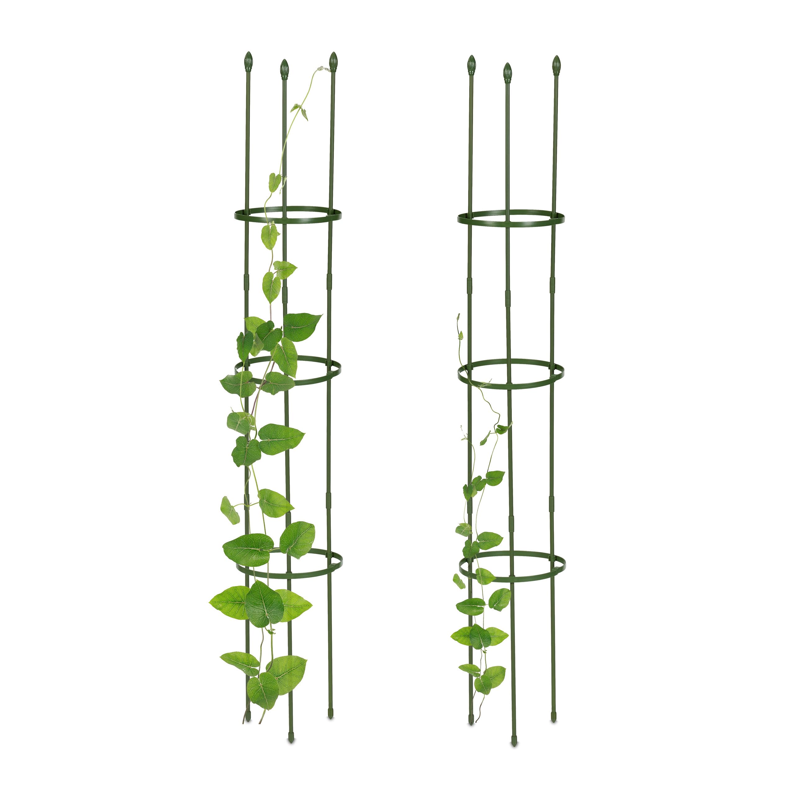 Tuteur à tomates de 120cm support plante grimpante lot de 2 anneaux réglables